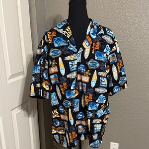 Men's Hawaiian Surfboard Shirt - Black, Blue, Orange